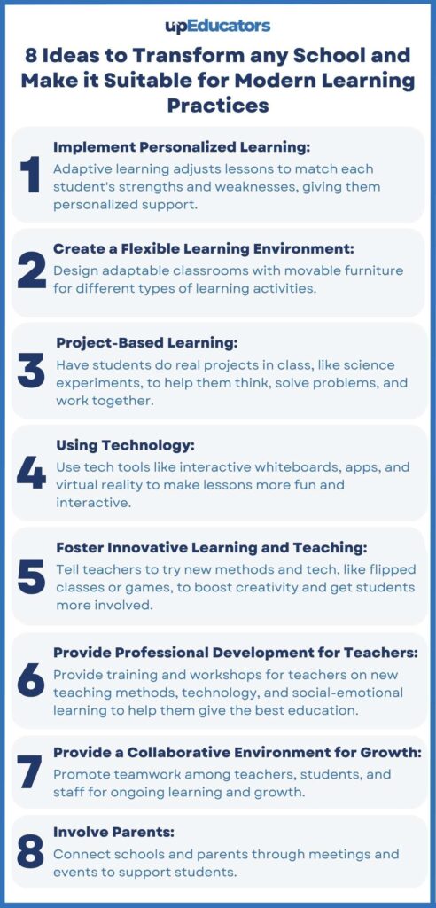 8 Ideas to Transform any School and Make it Suitable for Modern Learning Practices 